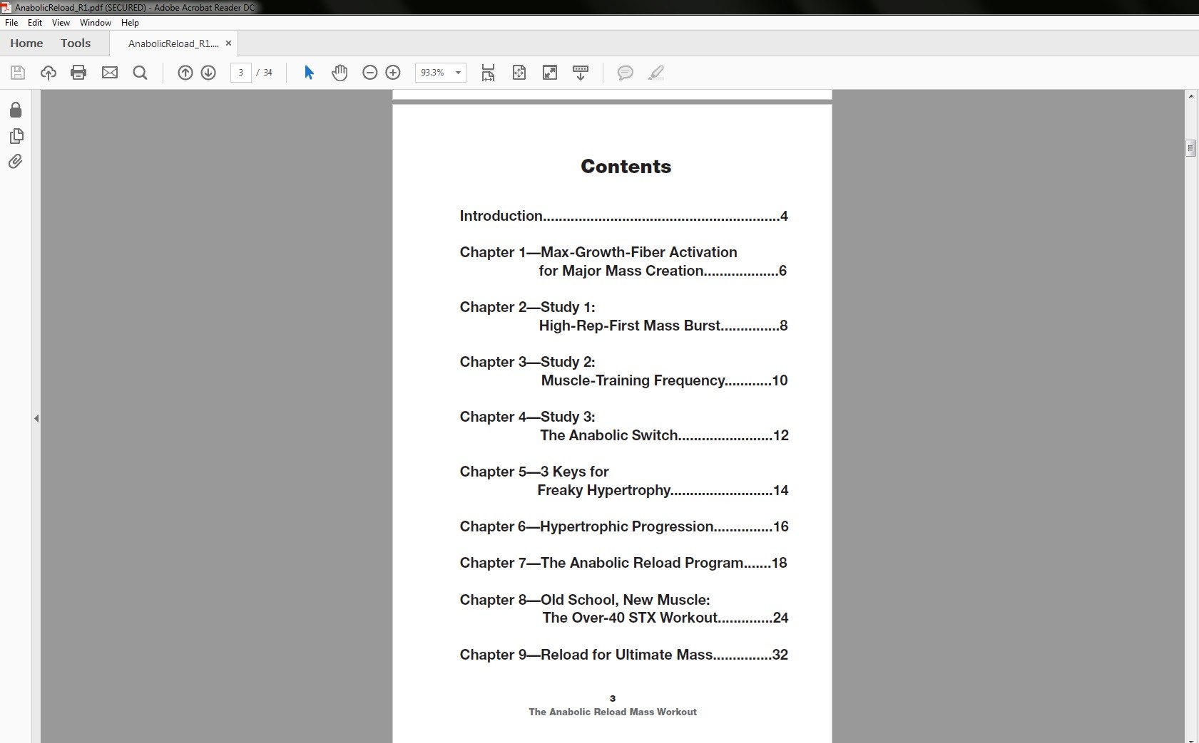 Anabolic Reload's Table of Contents