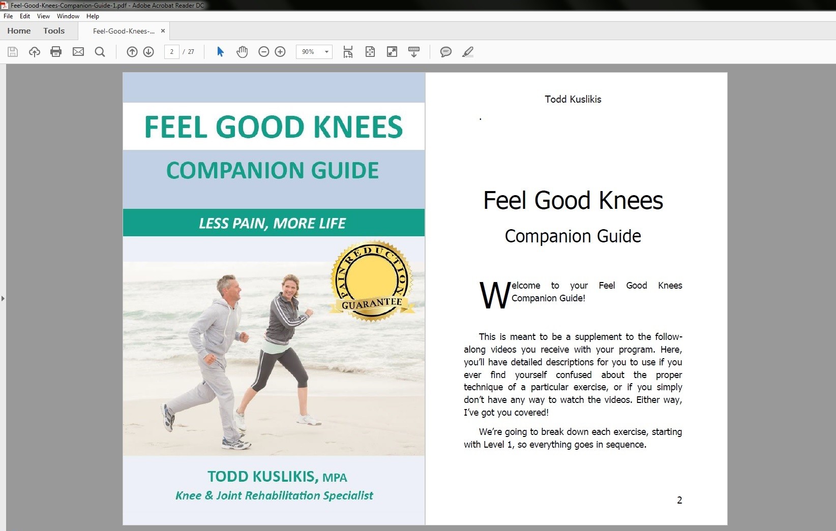 Feel Good Knees Table of Contents